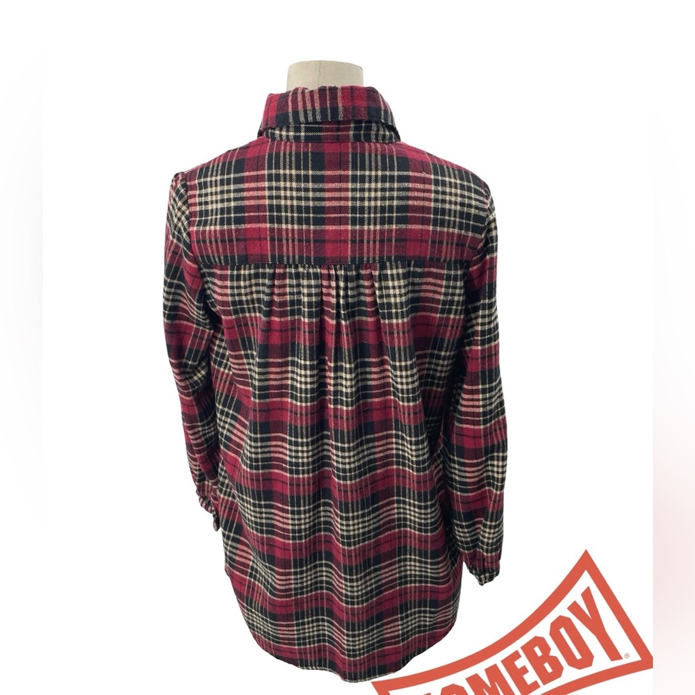 Kids Plaid Button-Up Shirt - Red and Black - Picture 2 of 5